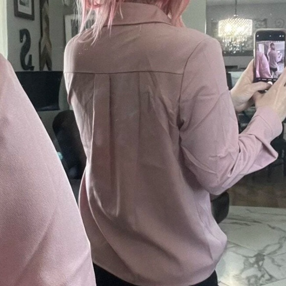 Classic Solid Pockets Button Down Boyfriend Shirt top - Picture 7 of 10